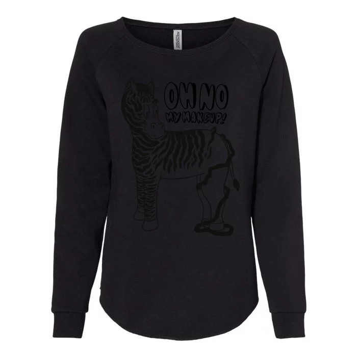 Oh No My Makeup Funny Zebra Womens California Wash Sweatshirt