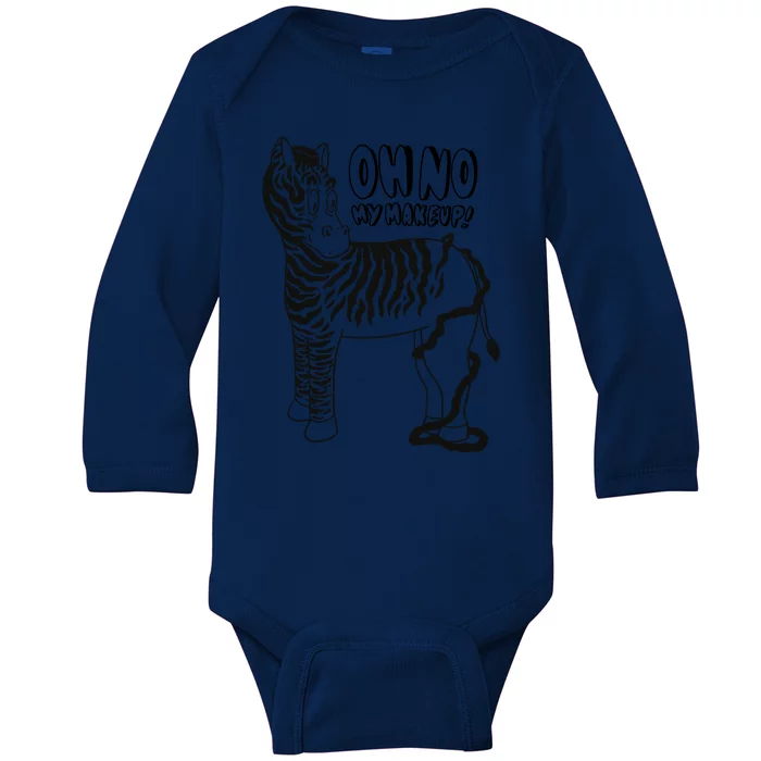 Oh No My Makeup Funny Zebra Baby Long Sleeve Bodysuit