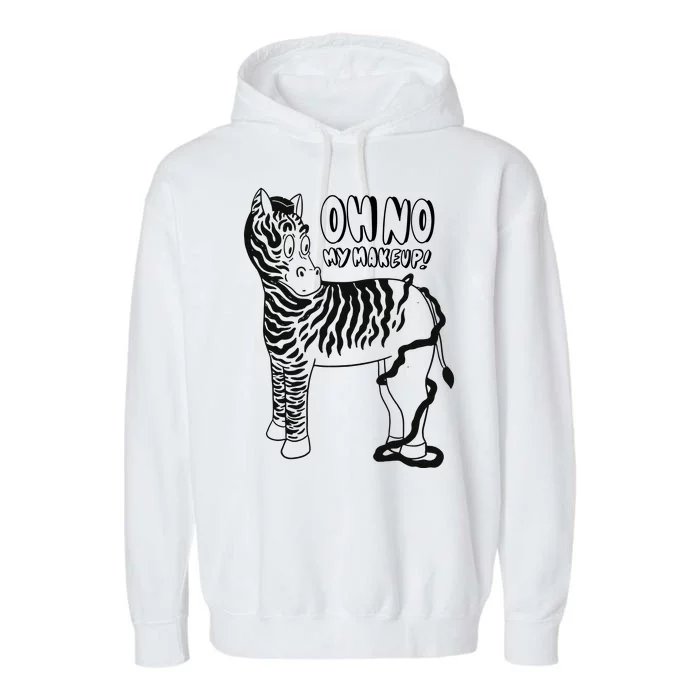 Oh No My Makeup Funny Zebra Garment-Dyed Fleece Hoodie