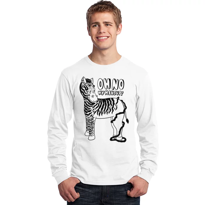 Oh No My Makeup Funny Zebra Long Sleeve Shirt