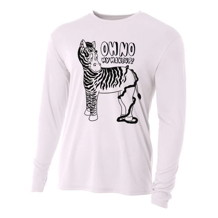 Oh No My Makeup Funny Zebra Cooling Performance Long Sleeve Crew