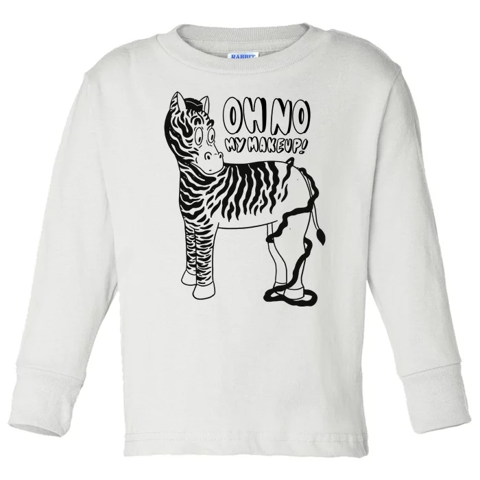 Oh No My Makeup Funny Zebra Toddler Long Sleeve Shirt