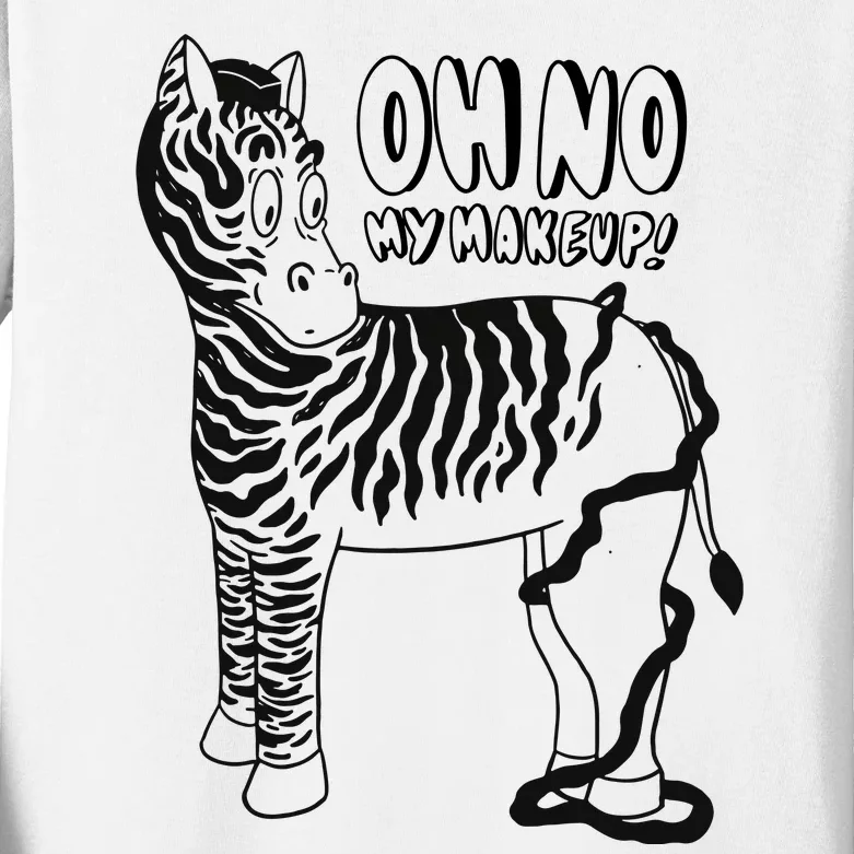 Oh No My Makeup Funny Zebra Kids Long Sleeve Shirt