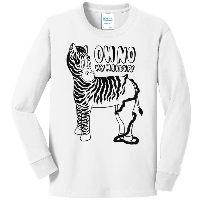 Oh No My Makeup Funny Zebra Kids Long Sleeve Shirt