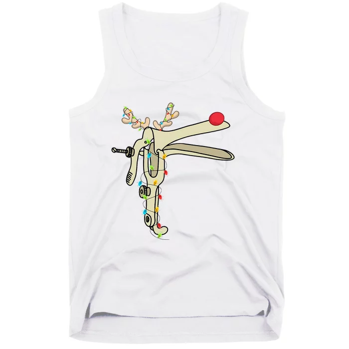 Obgyn Nurse Merry Christmas Reindeer Speculum Xmas Lights Tank Top