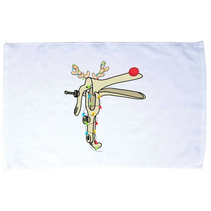 Obgyn Nurse Merry Christmas Reindeer Speculum Xmas Lights Microfiber Hand Towel