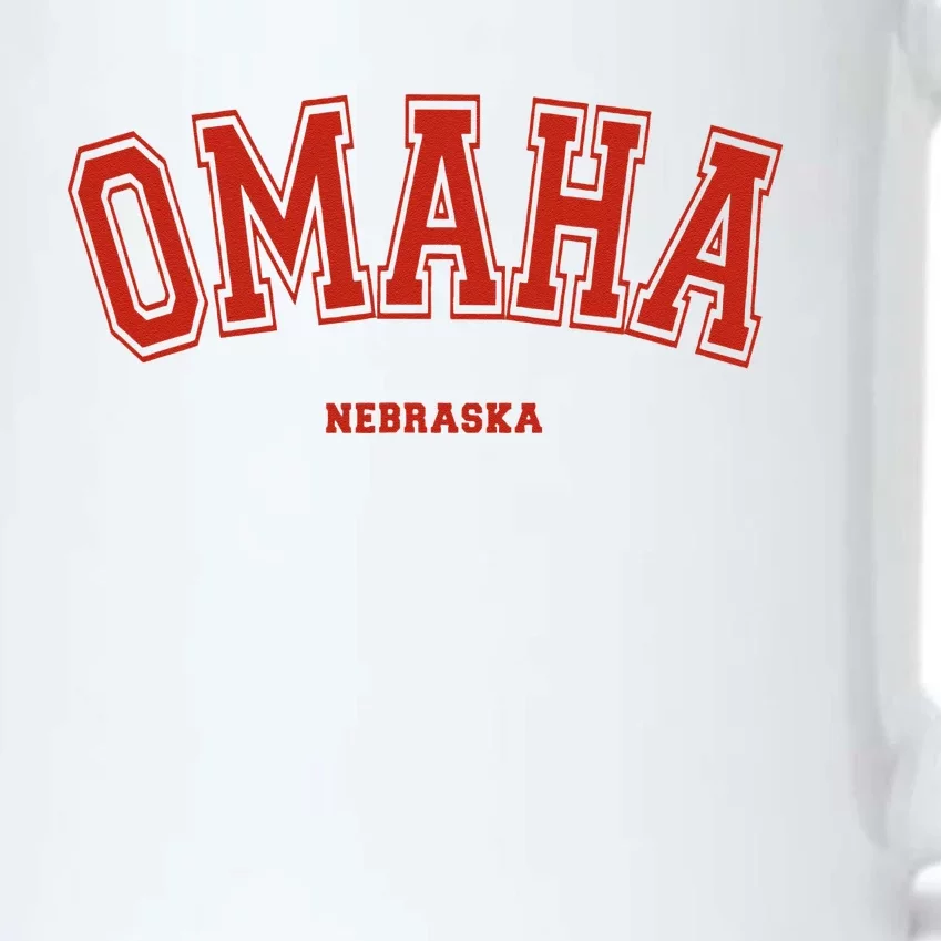 Omaha Nebraska NE Red Letter Graphic On Omaha Black Color Changing Mug