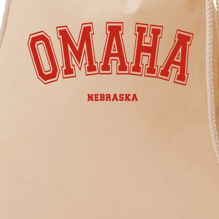 Omaha Nebraska NE Red Letter Graphic On Omaha Drawstring Bag