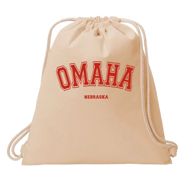 Omaha Nebraska NE Red Letter Graphic On Omaha Drawstring Bag