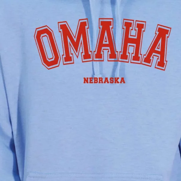 Omaha Nebraska NE Red Letter Graphic On Omaha Unisex Surf Hoodie