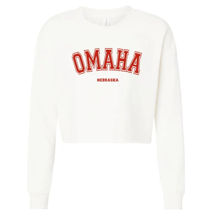 Omaha Nebraska NE Red Letter Graphic On Omaha Cropped Pullover Crew