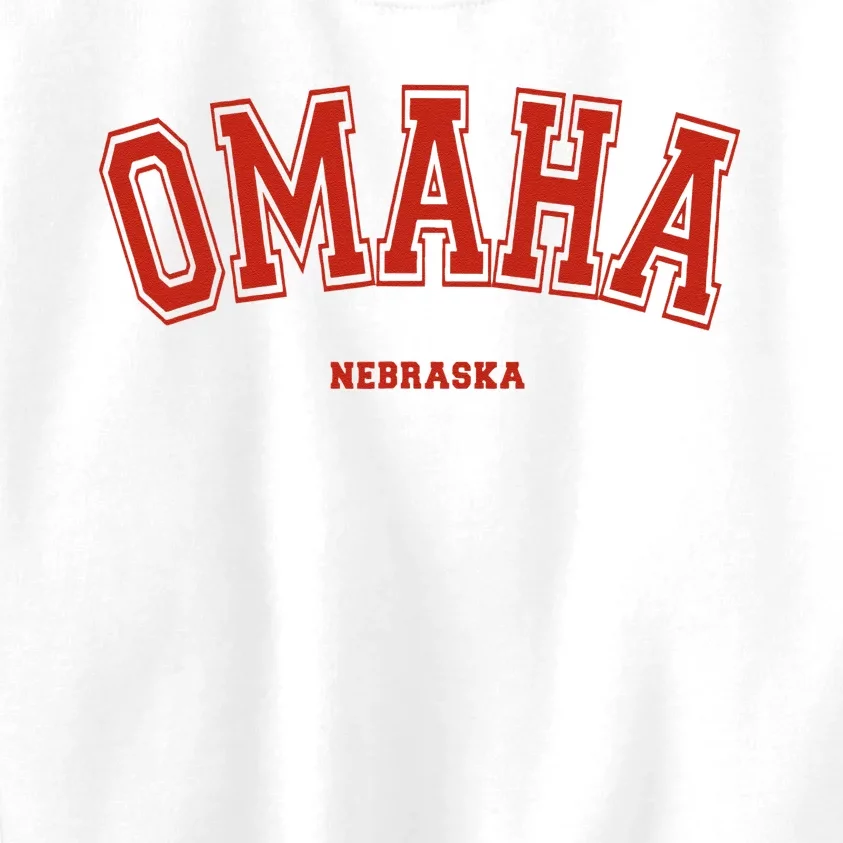 Omaha Nebraska NE Red Letter Graphic On Omaha Kids Sweatshirt