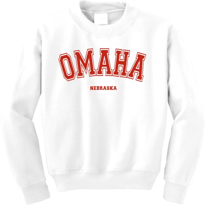 Omaha Nebraska NE Red Letter Graphic On Omaha Kids Sweatshirt