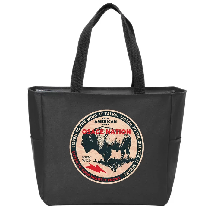 Osage Nation Native American Indian Born Freedom Wild Buffal Zip Tote Bag