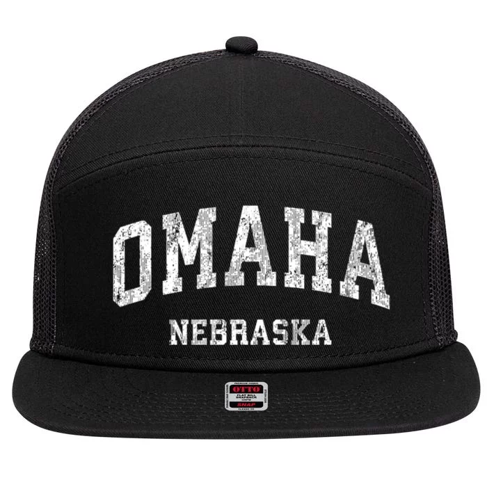 Omaha Nebraska Ne Vintage Varsity Sports 7 Panel Mesh Trucker Snapback Hat