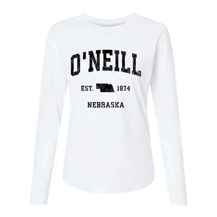 ONeill Nebraska Ne Vintage Athletic Womens Cotton Relaxed Long Sleeve T-Shirt