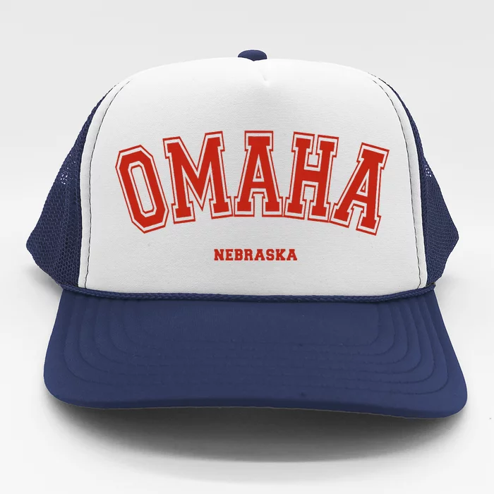 Omaha Nebraska Ne Red Letter Graphic On Omaha Trucker Hat