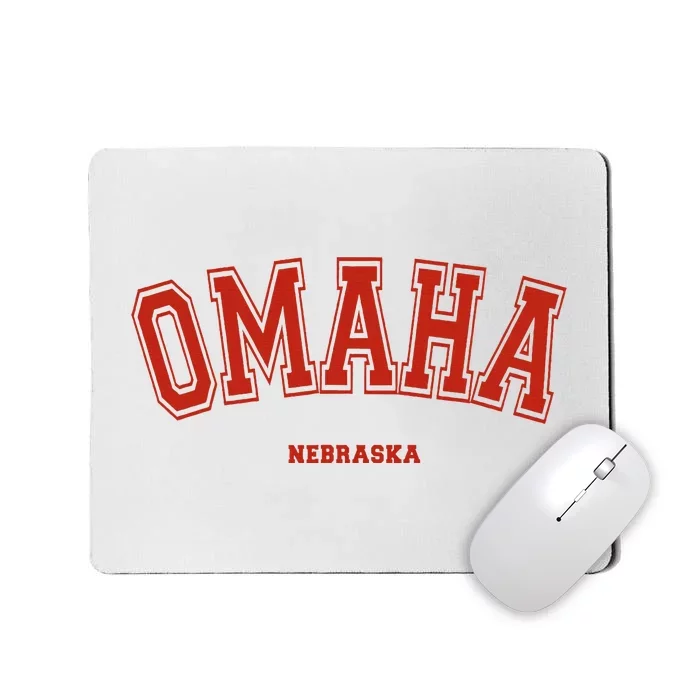 Omaha Nebraska Ne Red Letter Graphic On Omaha Mousepad