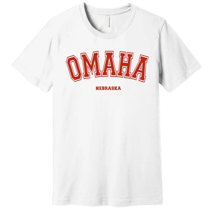 Omaha Nebraska Ne Red Letter Graphic On Omaha Premium T-Shirt