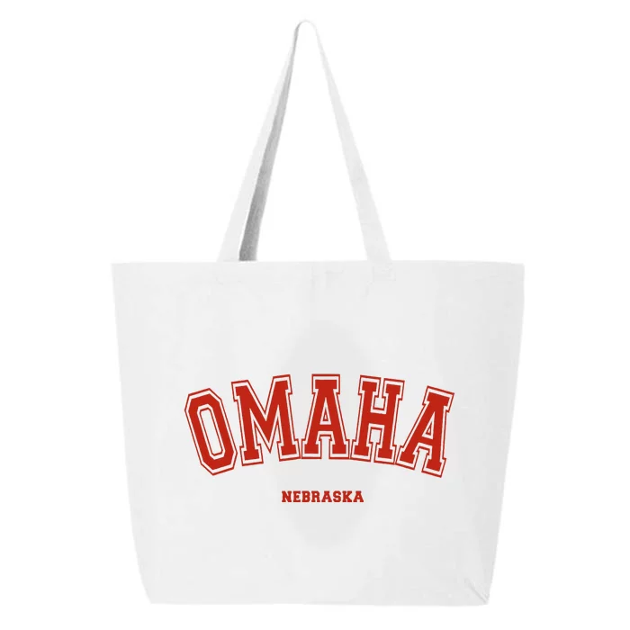 Omaha Nebraska Ne Red Letter Graphic On Omaha 25L Jumbo Tote