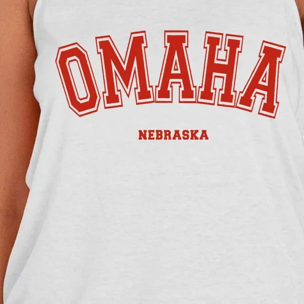 Omaha Nebraska Ne Red Letter Graphic On Omaha Women's Knotted Racerback Tank