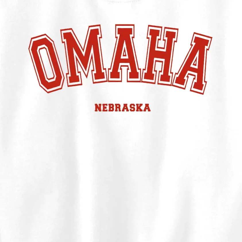 Omaha Nebraska Ne Red Letter Graphic On Omaha Kids Sweatshirt