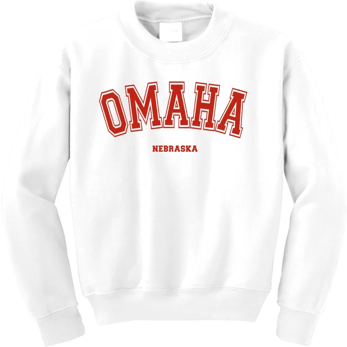 Omaha Nebraska Ne Red Letter Graphic On Omaha Kids Sweatshirt