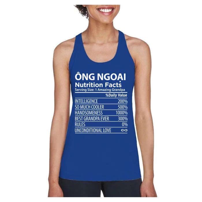 Ong Ngoai Nutrition Facts Vietnamese Grandpa Gift Women's Racerback Tank