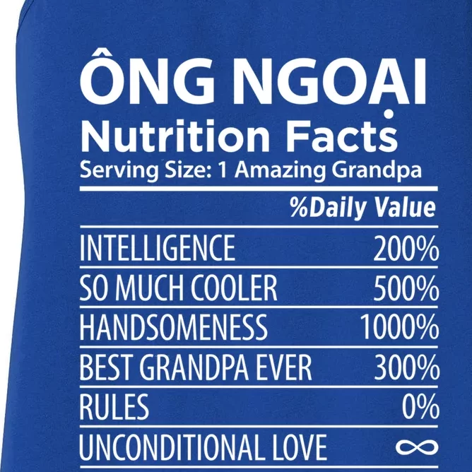 Ong Ngoai Nutrition Facts Vietnamese Grandpa Gift Women's Racerback Tank