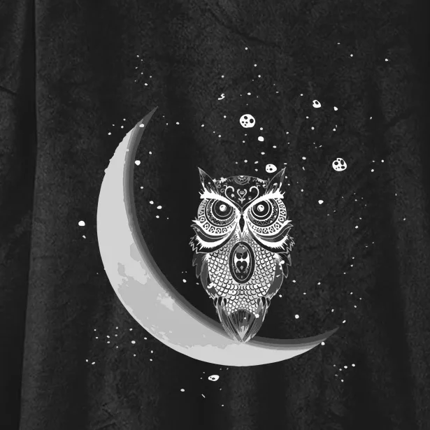 Owls Night Owls Owl At Night On Moon At Night Sky Hooded Wearable Blanket