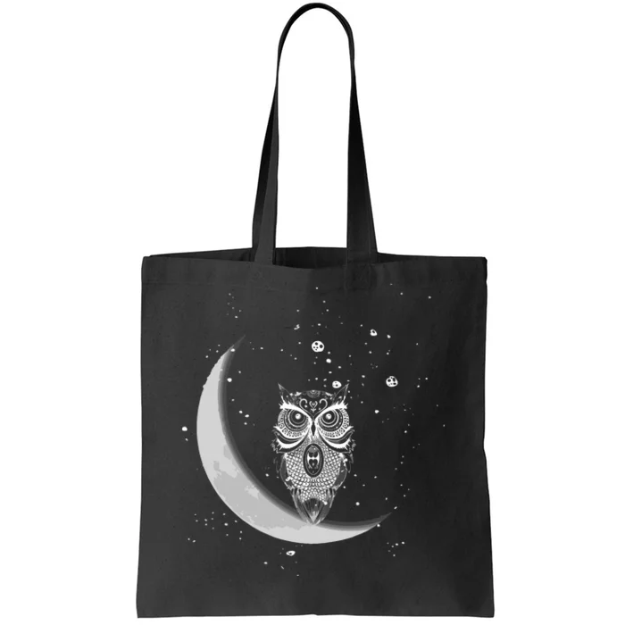 Owls Night Owls Owl At Night On Moon At Night Sky Tote Bag