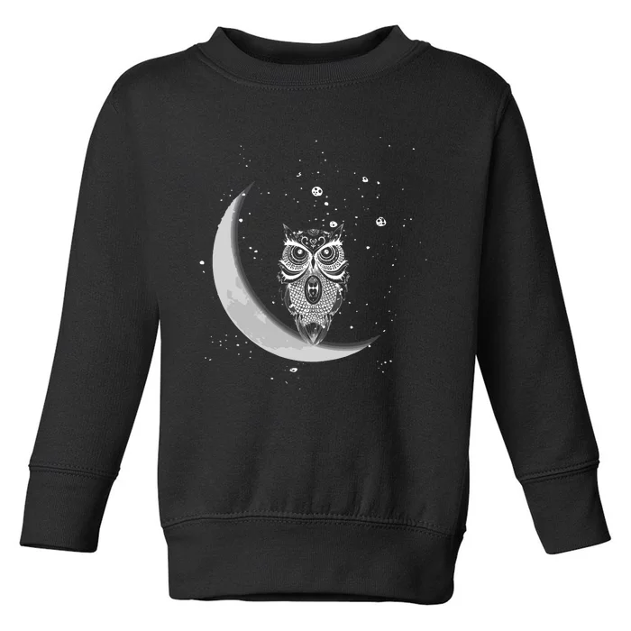 Owls Night Owls Owl At Night On Moon At Night Sky Toddler Sweatshirt