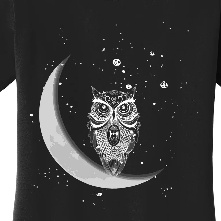 Owls Night Owls Owl At Night On Moon At Night Sky Women's T-Shirt