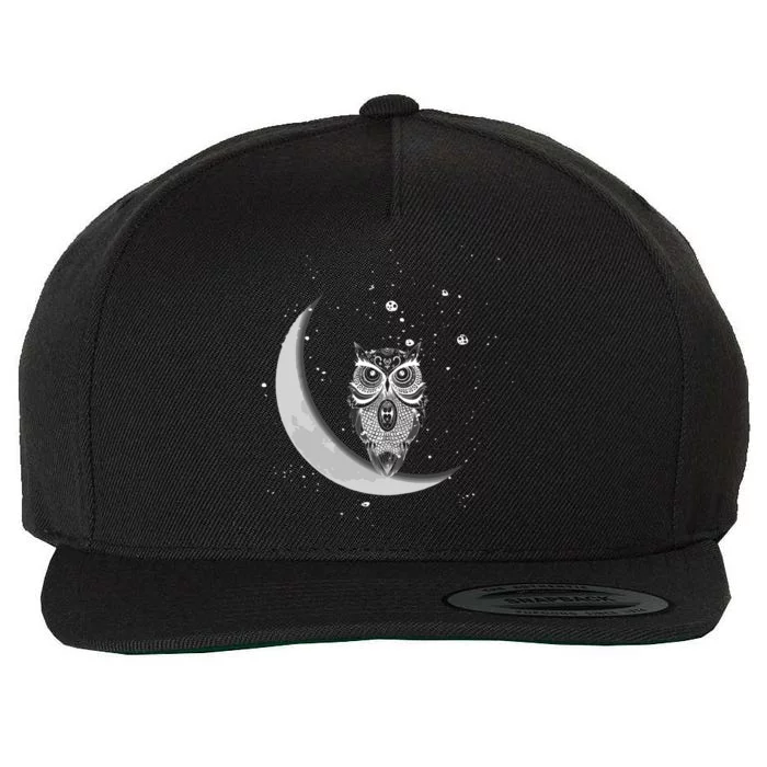 Owls Night Owls Owl At Night On Moon At Night Sky Wool Snapback Cap