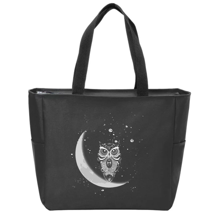 Owls Night Owls Owl At Night On Moon At Night Sky Zip Tote Bag