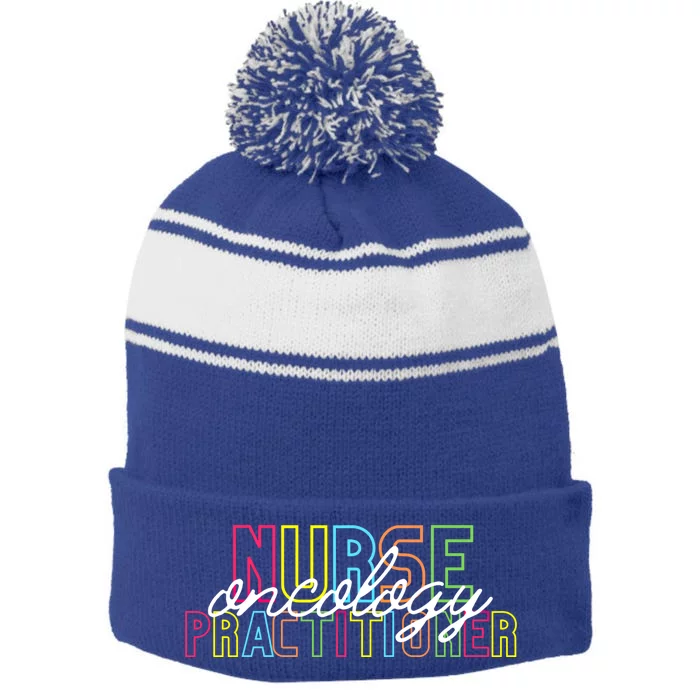 Oncology Nurse Practitioner Graduation Cool Gift New Nurse Gift Stripe Pom Pom Beanie