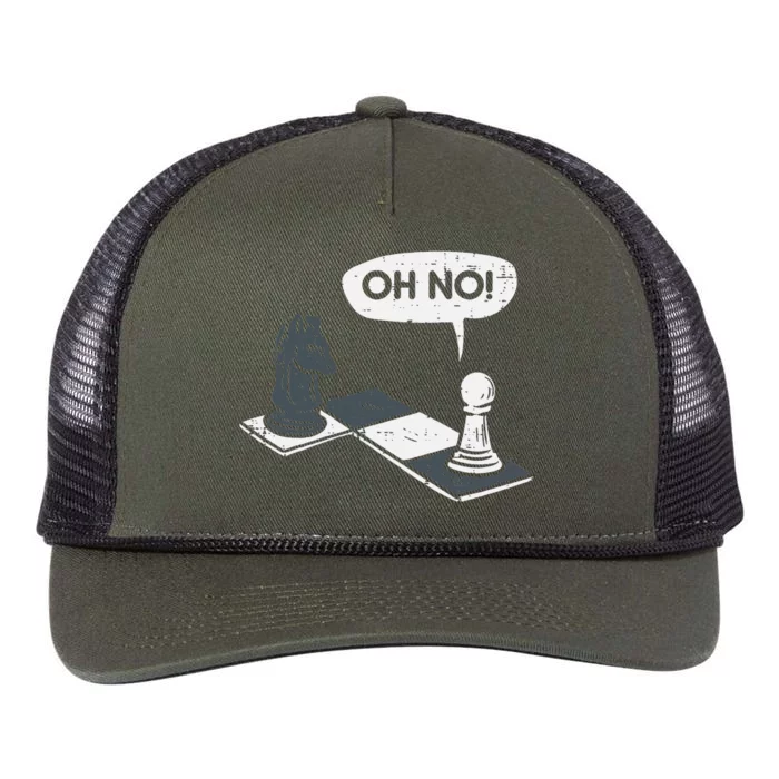 Oh No Pawn Knight Chess Game Player Master Retro Rope Trucker Hat Cap