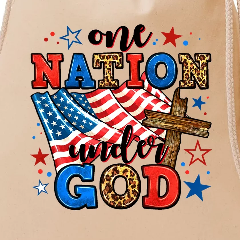 One Nation Patriotic Under God Flag 4th Of July Christian Drawstring Bag