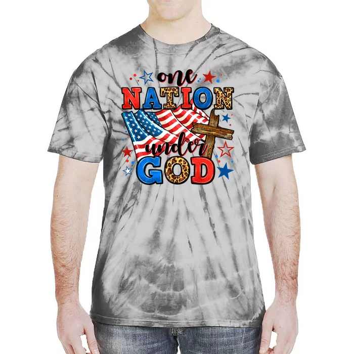 One Nation Patriotic Under God Flag 4th Of July Christian Tie-Dye T-Shirt