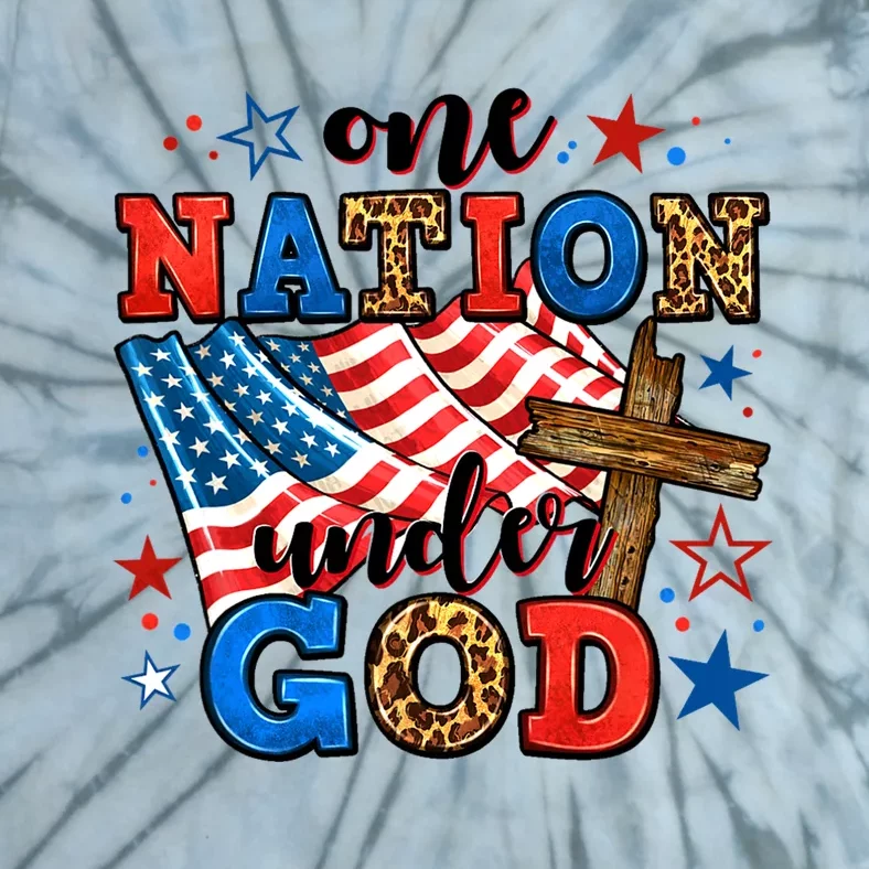 One Nation Patriotic Under God Flag 4th Of July Christian Tie-Dye T-Shirt