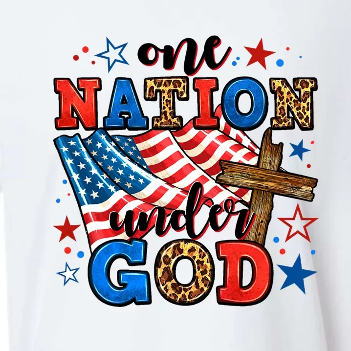 One Nation Patriotic Under God Flag 4th Of July Christian Sueded Cloud Jersey T-Shirt