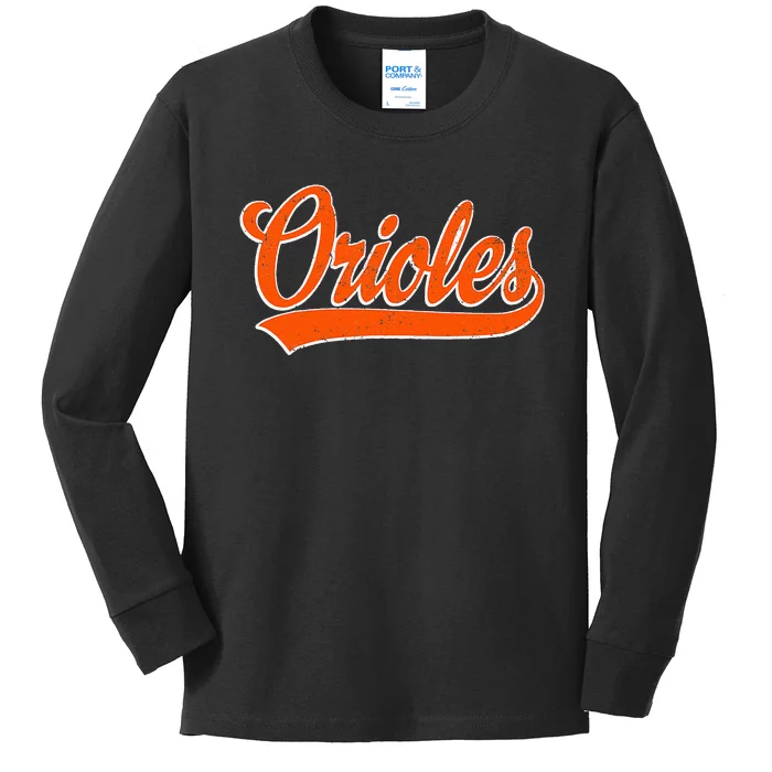 Orioles Name Retro Vintage Gift Kids Long Sleeve Shirt