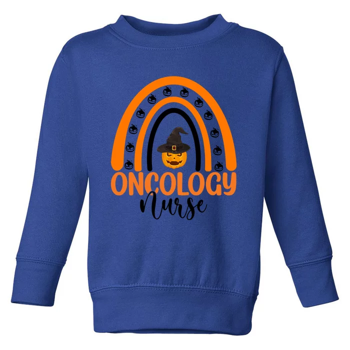 Oncology Nurse Spooky Halloween Pumpkin Rainbow Nursing Gift Toddler Sweatshirt