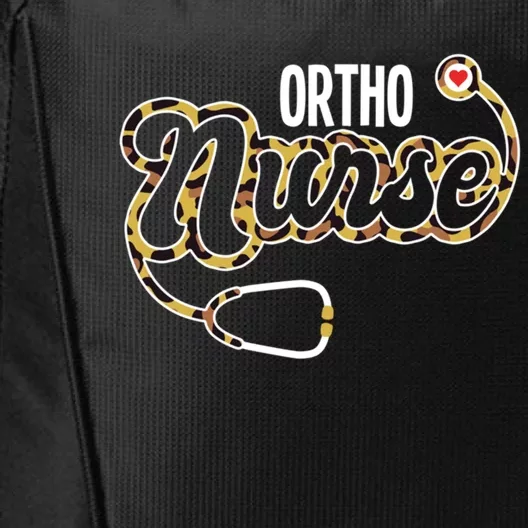 Ortho Nurse Stethoscope Heart Leopard Rn Orthopedic Nursing Gift City Backpack