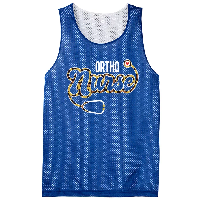 Ortho Nurse Stethoscope Heart Leopard Rn Orthopedic Nursing Gift Mesh Reversible Basketball Jersey Tank