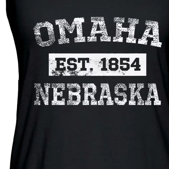 Omaha Nebraska T Est. 1854 Distressed Ladies Essential Flowy Tank