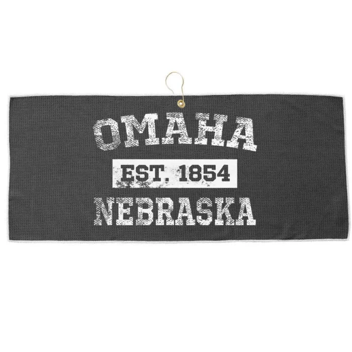 Omaha Nebraska T Est. 1854 Distressed Large Microfiber Waffle Golf Towel