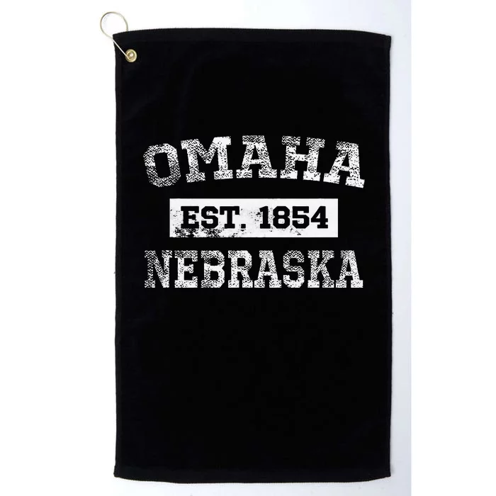 Omaha Nebraska T Est. 1854 Distressed Platinum Collection Golf Towel