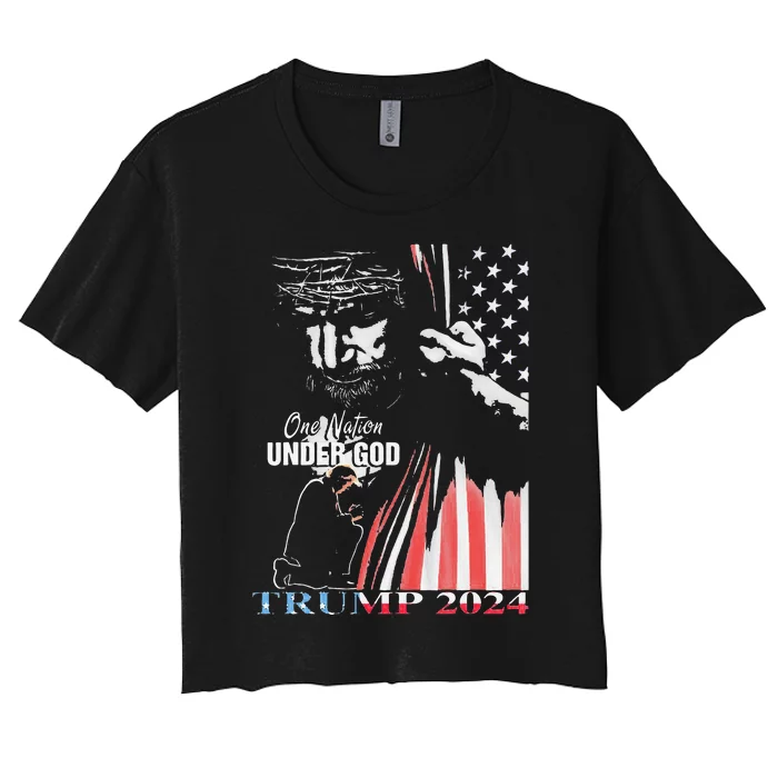 One Nation Under God Trump 2024 God Women's Crop Top Tee