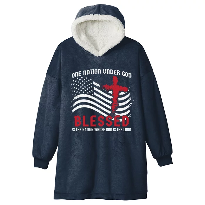 One Nation Under God Christian Usa Patriot Believer Gift Hooded Wearable Blanket